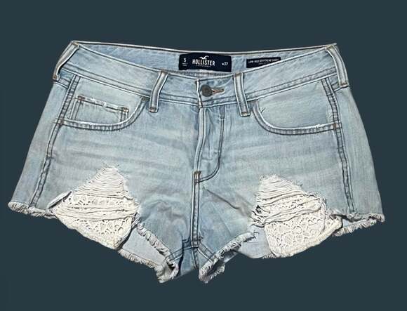 Hollister Pants - Hollister Low-Rise Boyfriend Distressed Lace Denim Shorts Size 5 / 27